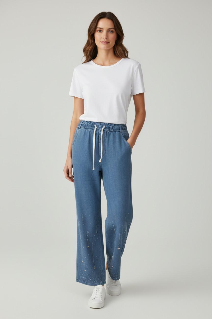 Crystal Rain Wide-Leg Joggers