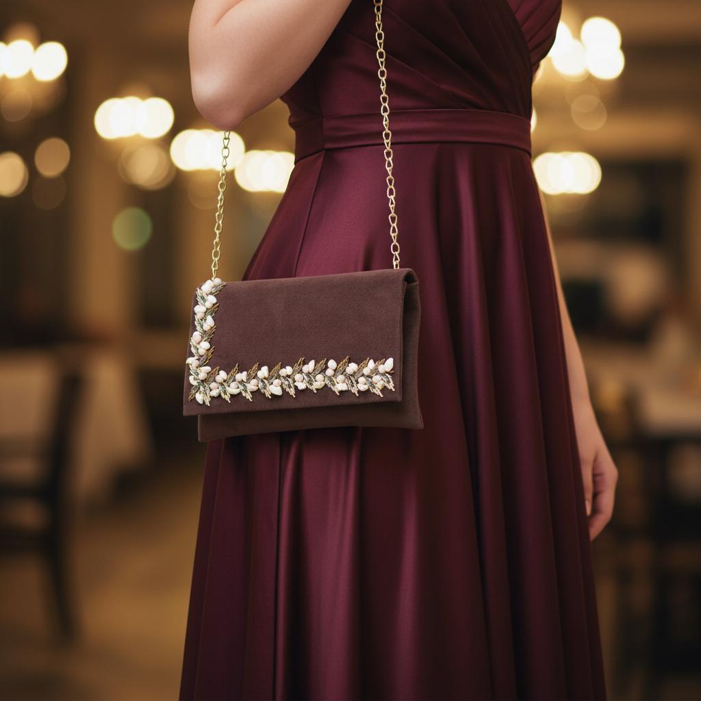 Chocolate Suede Clutch