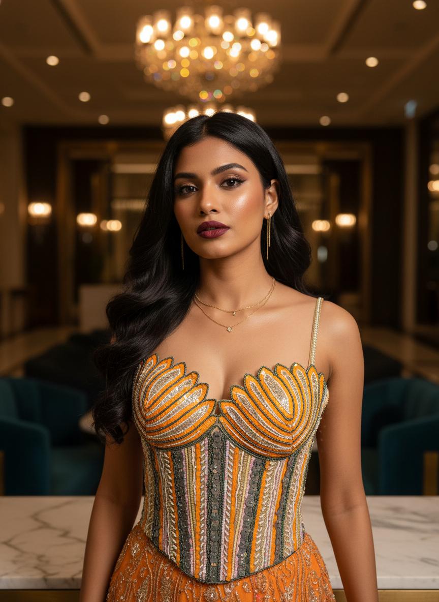 Sunset Scallop Embellished Corset