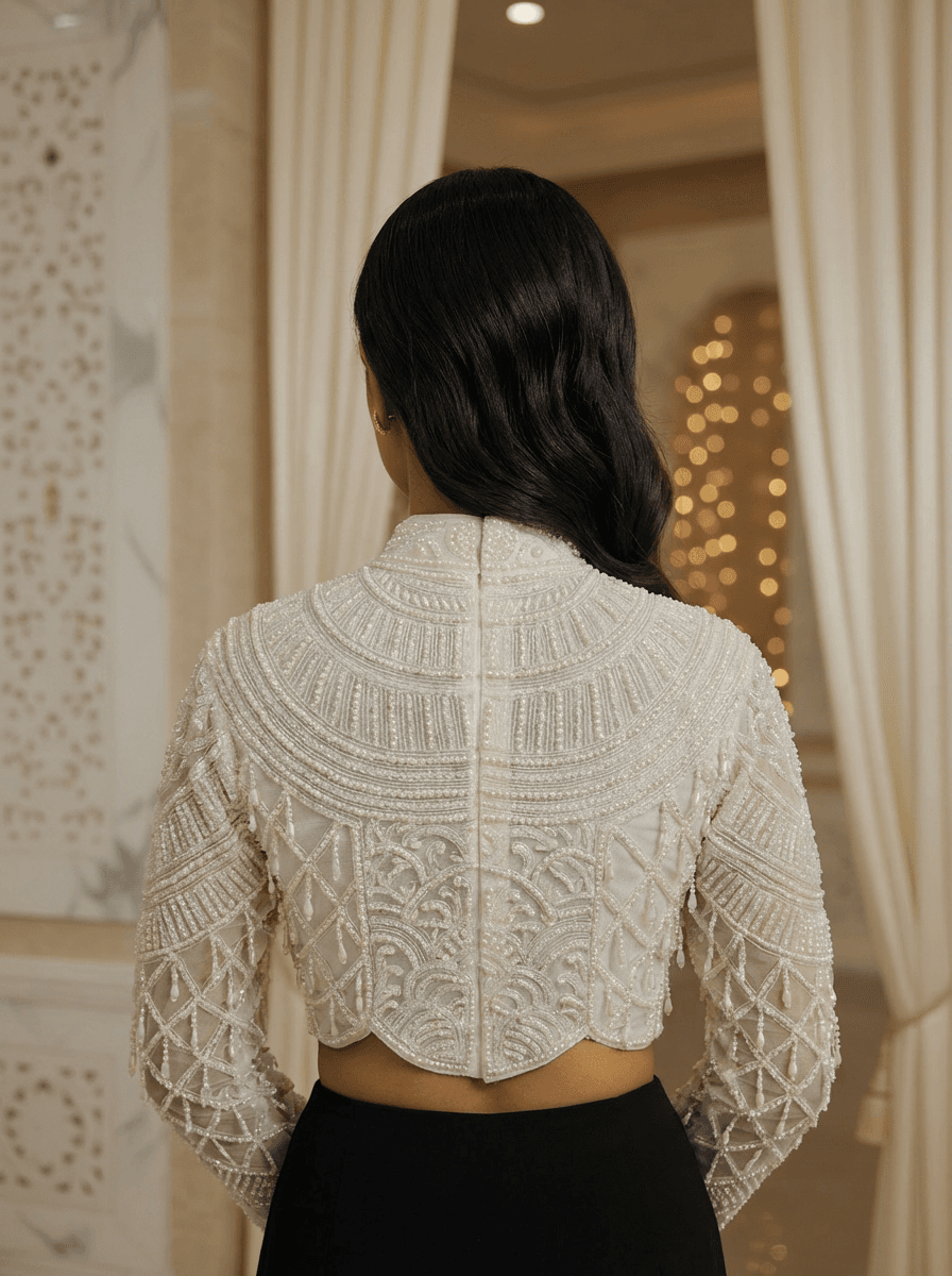 Luxe Pearl High-Neck Blouse