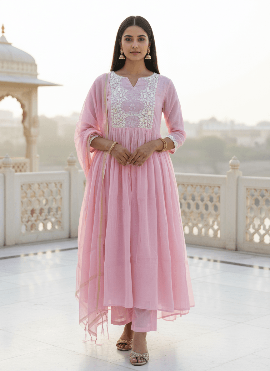 Pastel Pink Chikankari Suit