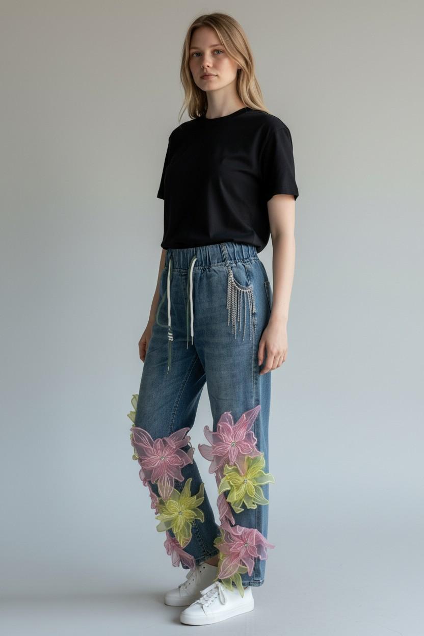 Enchanted Mesh Floral Wide-Leg