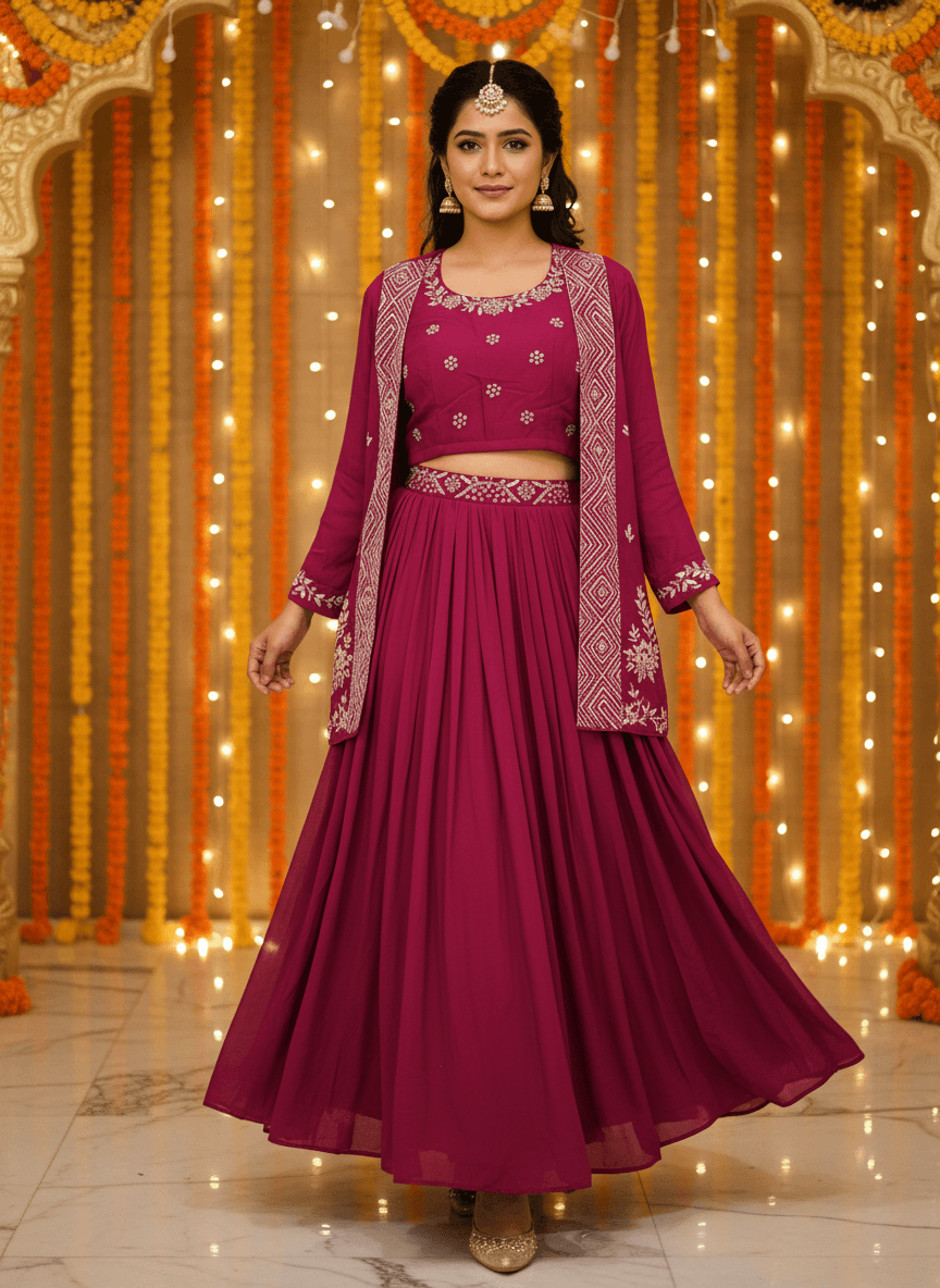 Magenta Jacket Set