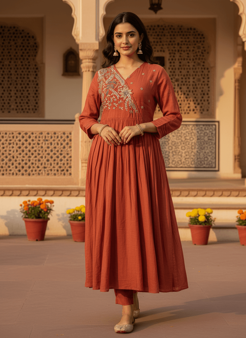 Rust Ember Anarkali Set