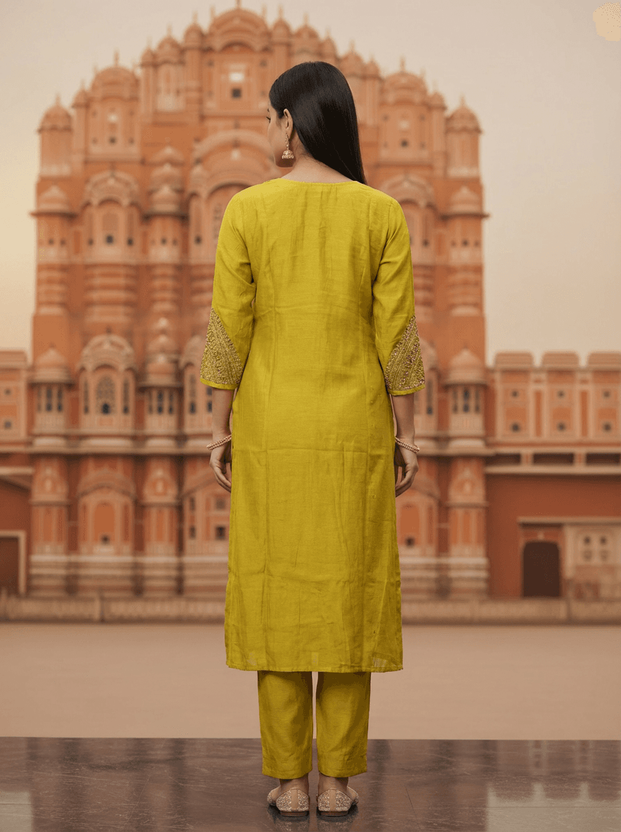 Mustard Zari Glow Set