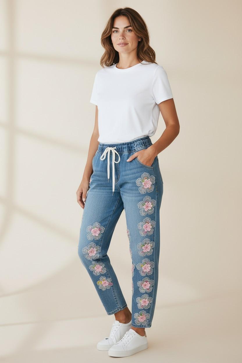 Embroidered Floral Garden Jeans