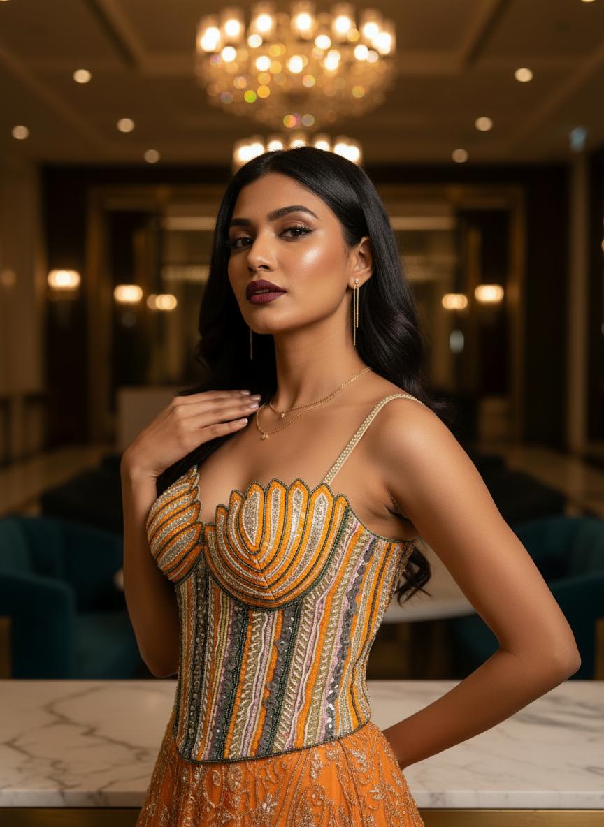 Sunset Scallop Embellished Corset