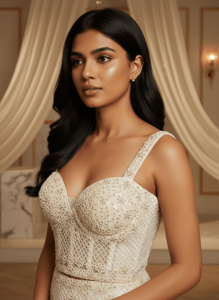 Shimmering Pearl & Crystal Crop Top