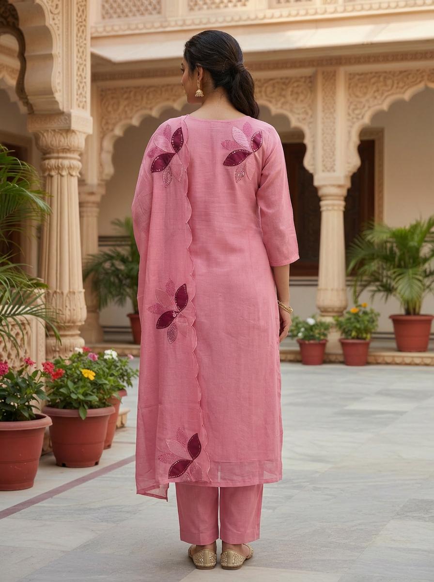 Blush Pink Floral Patchwork Suit Set