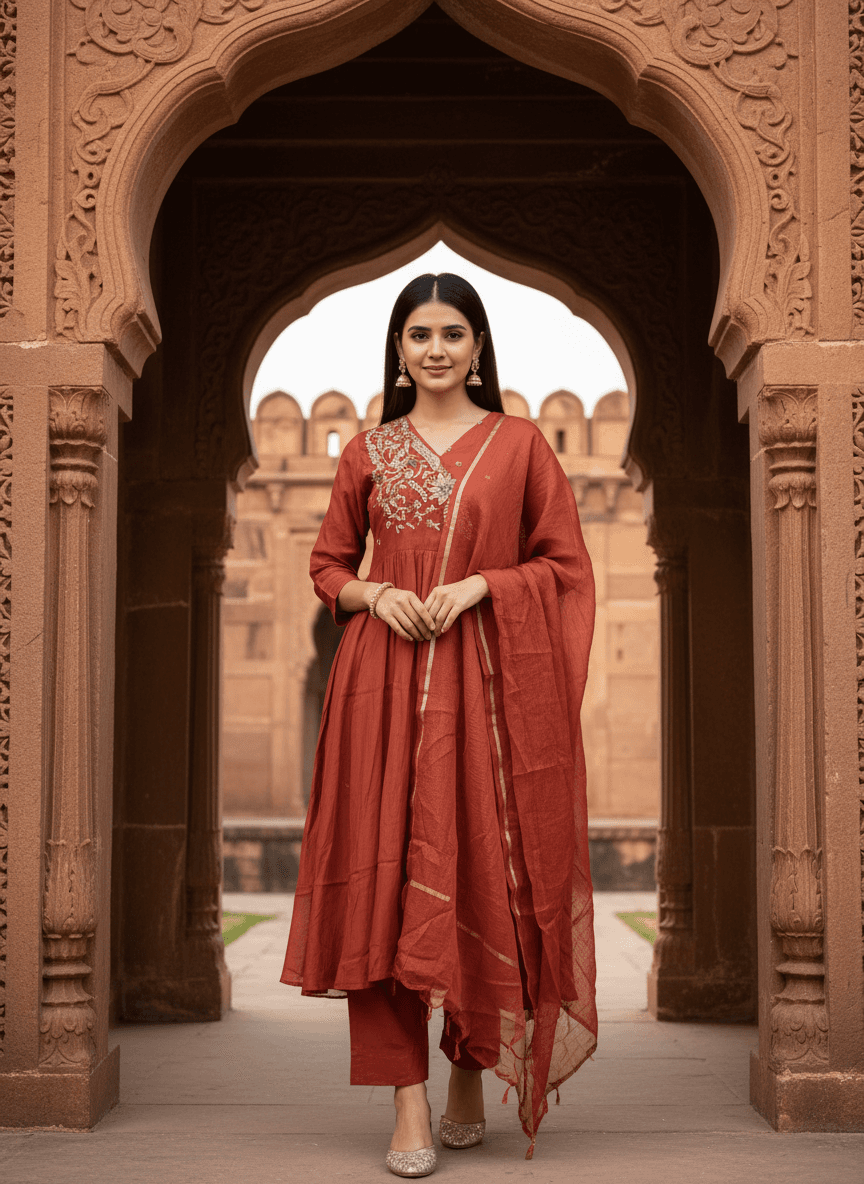 Rust Ember Anarkali Set