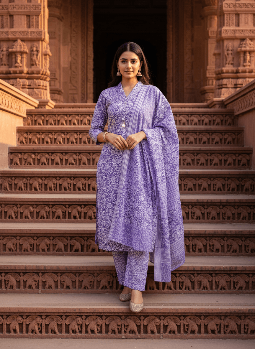 Lavender Batik Print Set