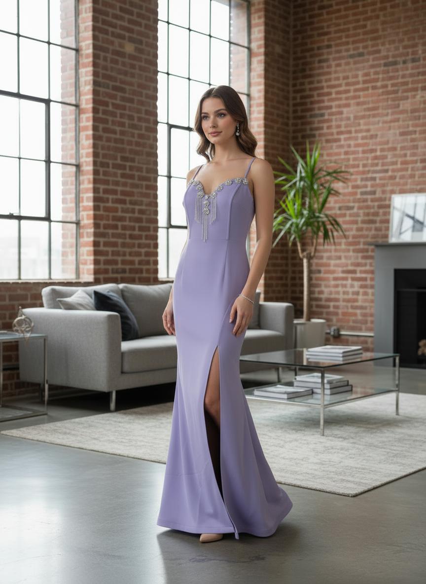 Lavender Mermaid Evening Gown