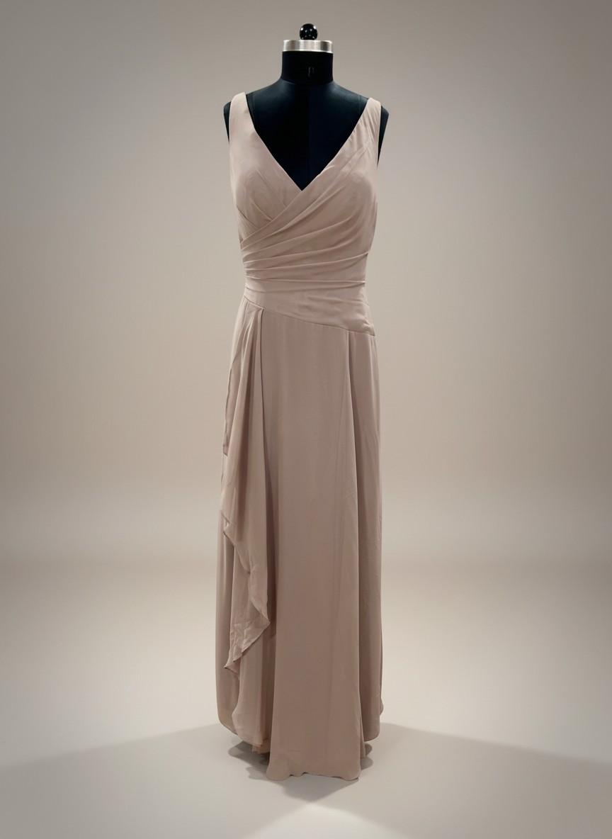 Champagne Draped Slit Gown