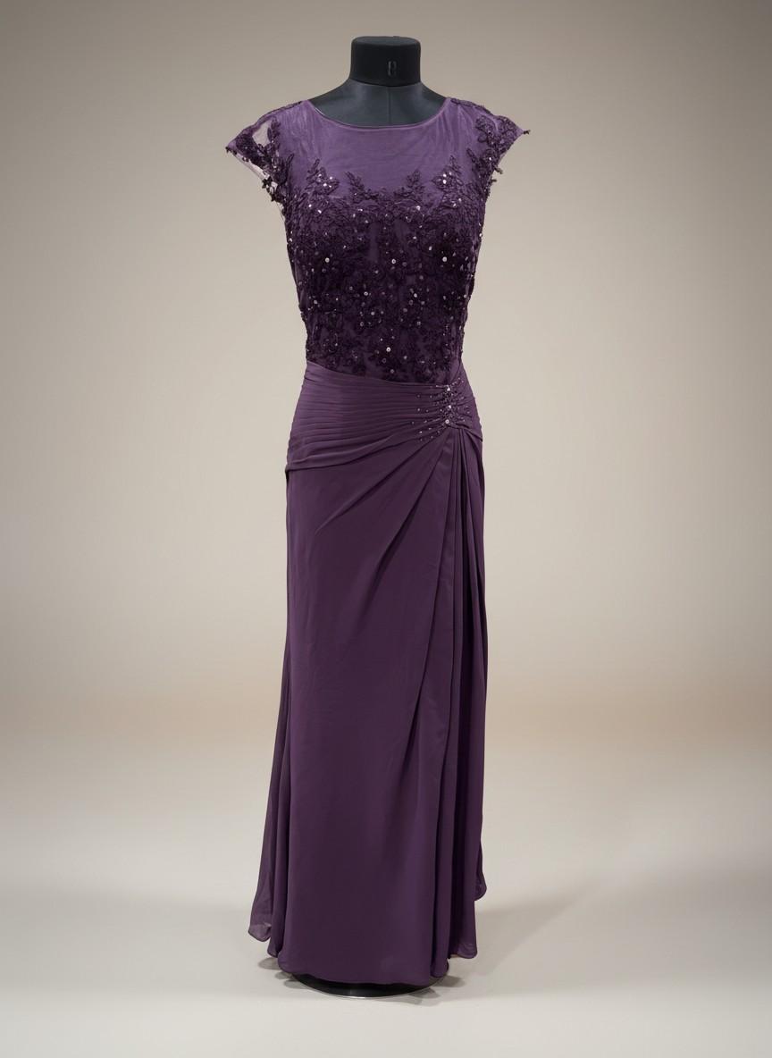 Purple Sequin Bodice Gown