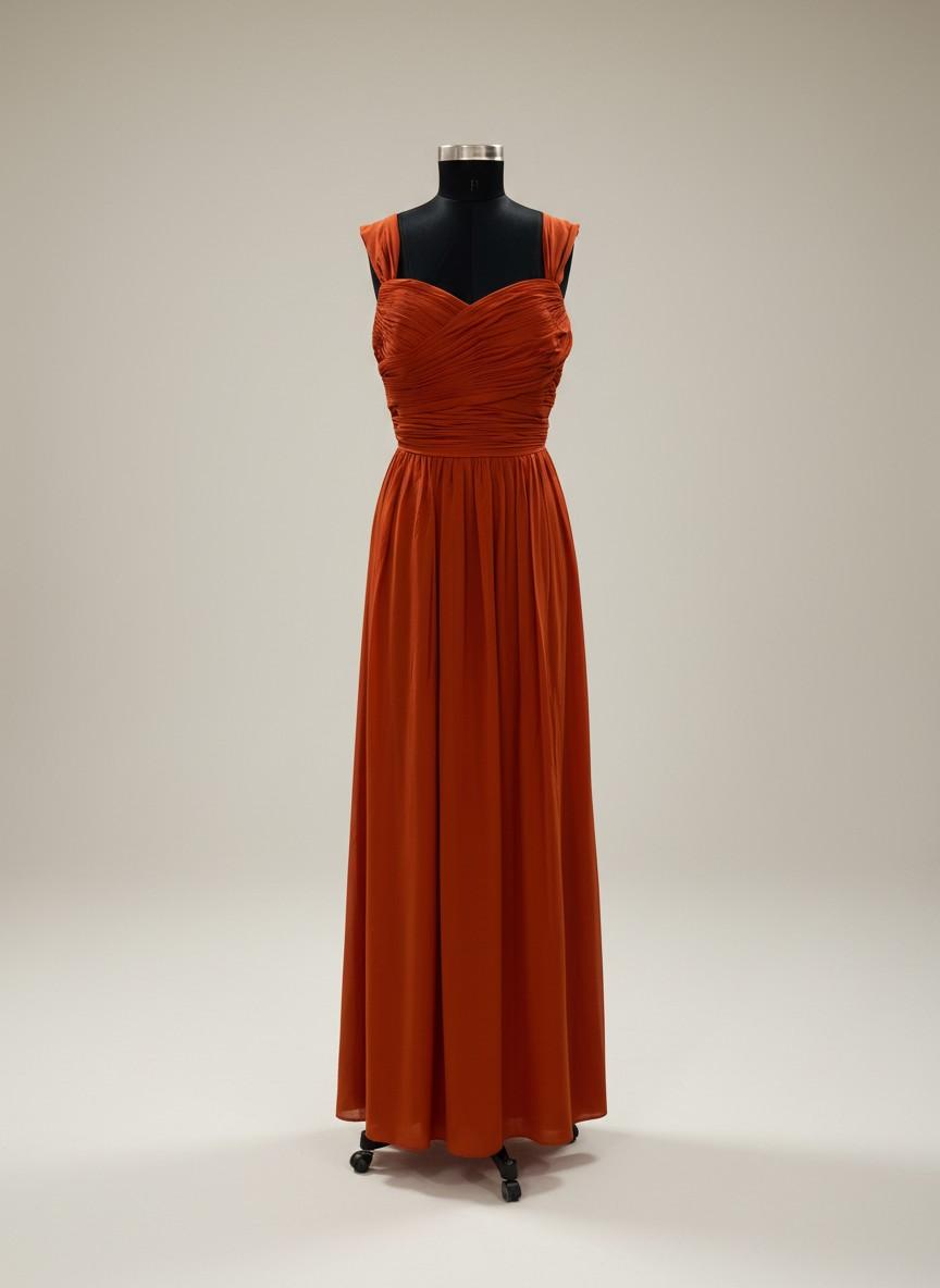 Rust Orange Halter Gown