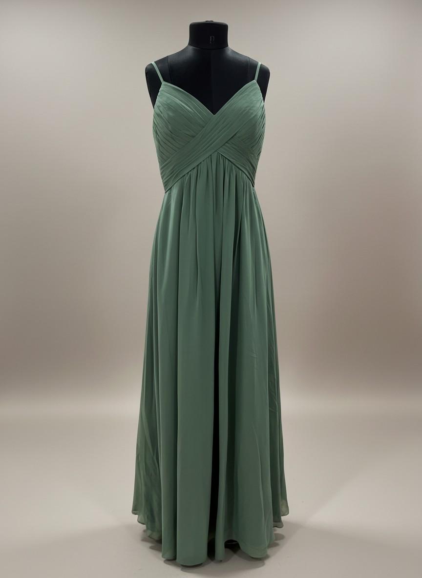Sage Green Pleated Halter Gown