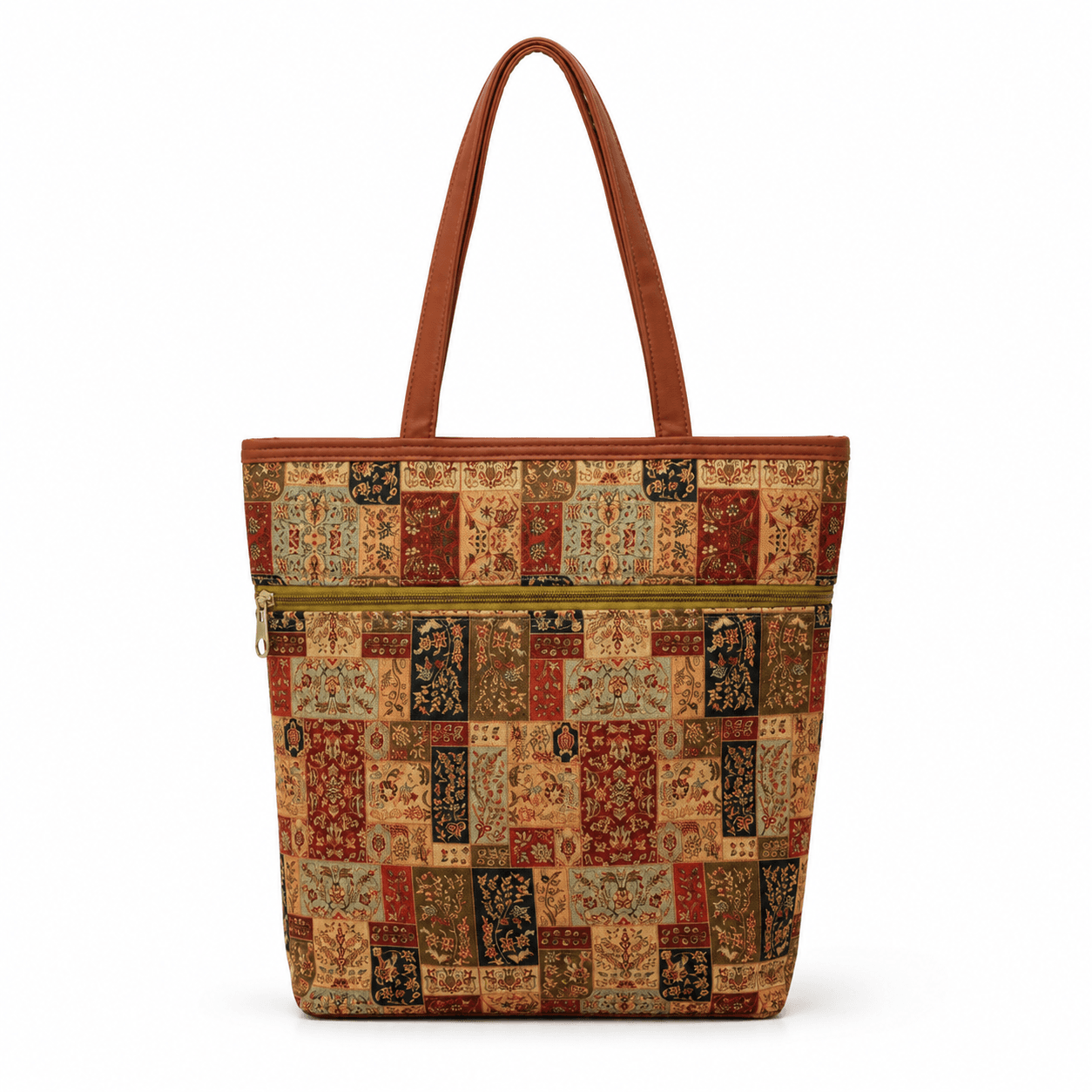 Mira Brown Multicolor Print Printed Shopper Tote