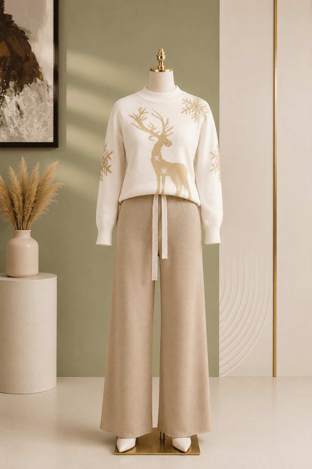 Ivory Beige Knitted Co-ord Set