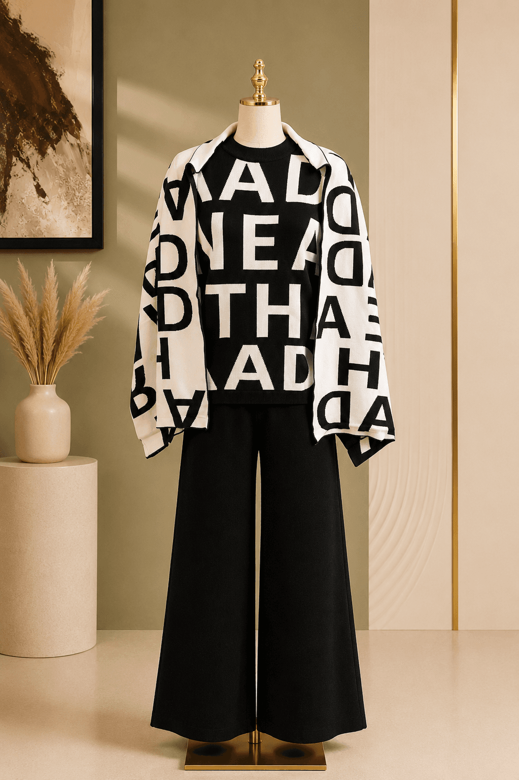 Black Letter Print Co-ord Set