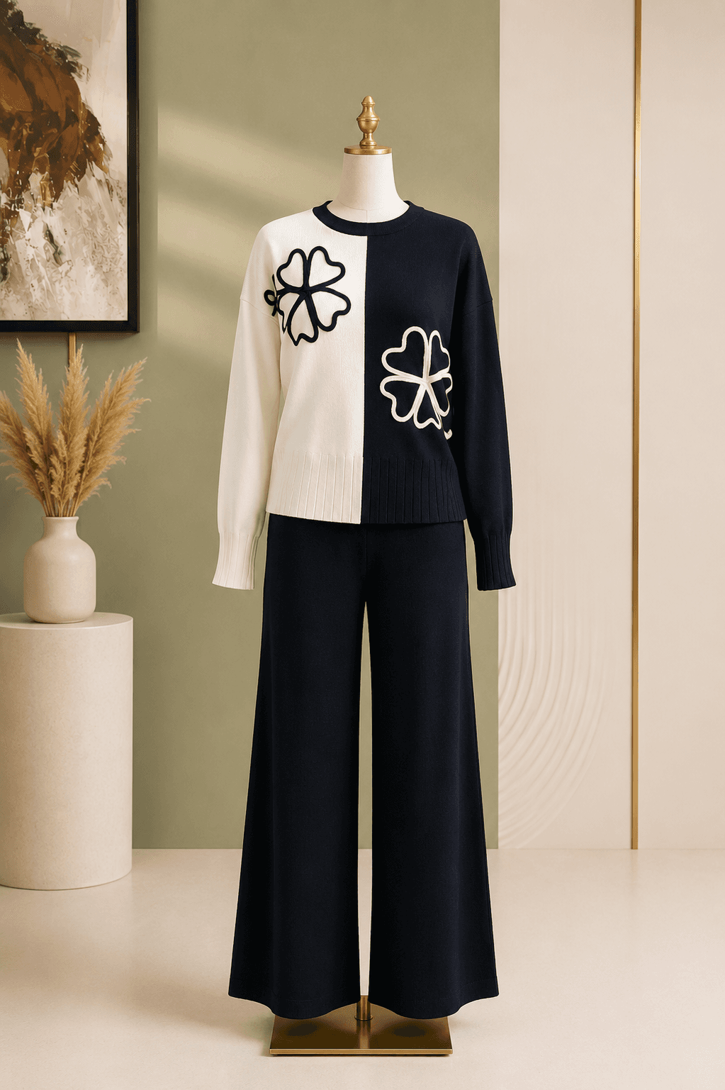 Black White Floral Co-ord Set