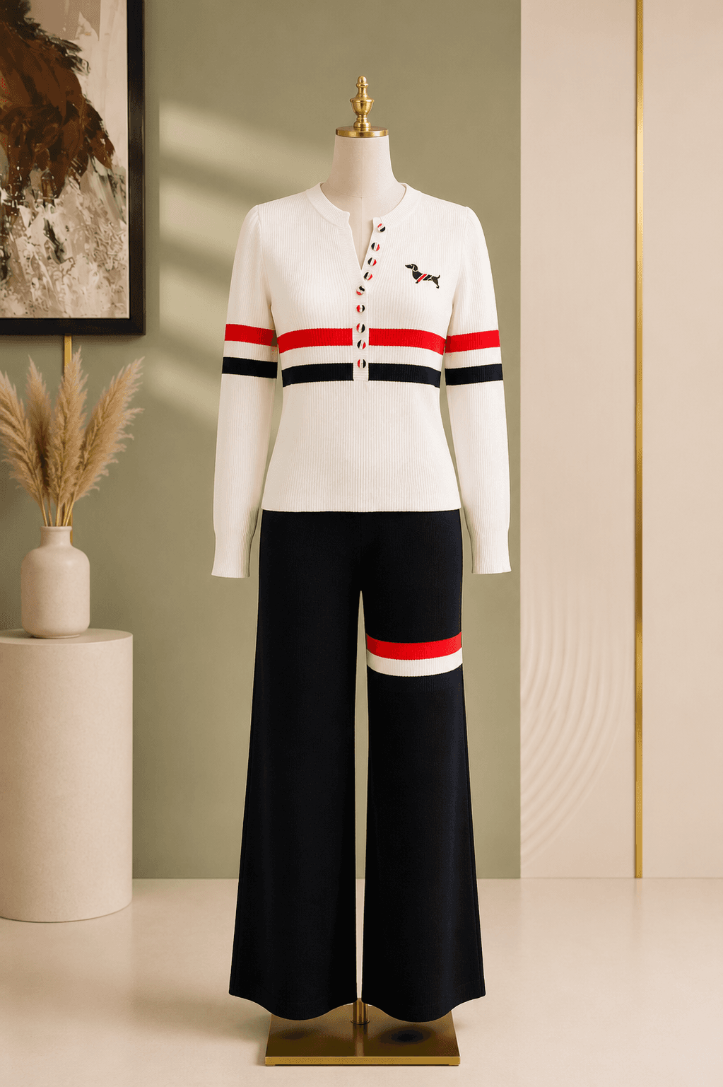 Red Navy Blue Stripe Knit Co-ord Set