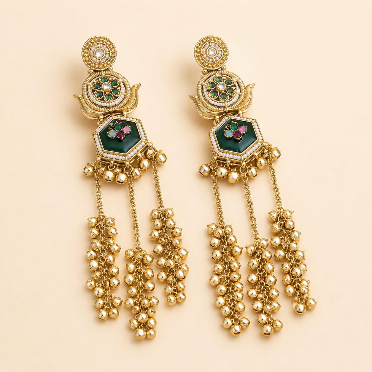 Sea Green Tassel Drop Earrings