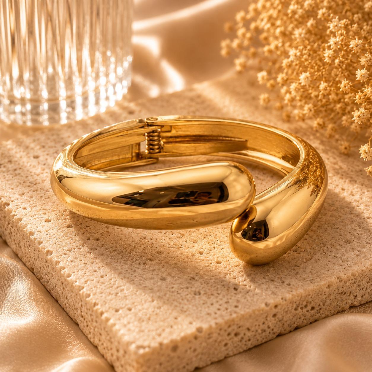Gold Tone Open Cuff Bracelet