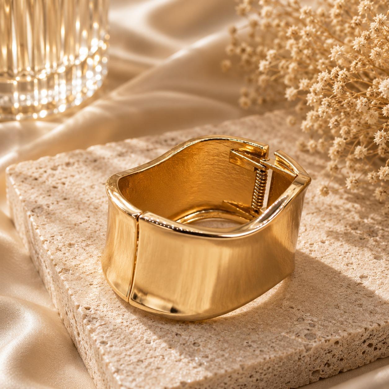 Broad Gold Cuff Bracelet