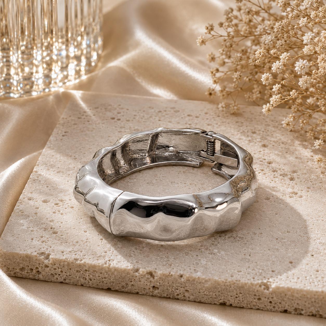 Wavy Silver Cuff Bracelet