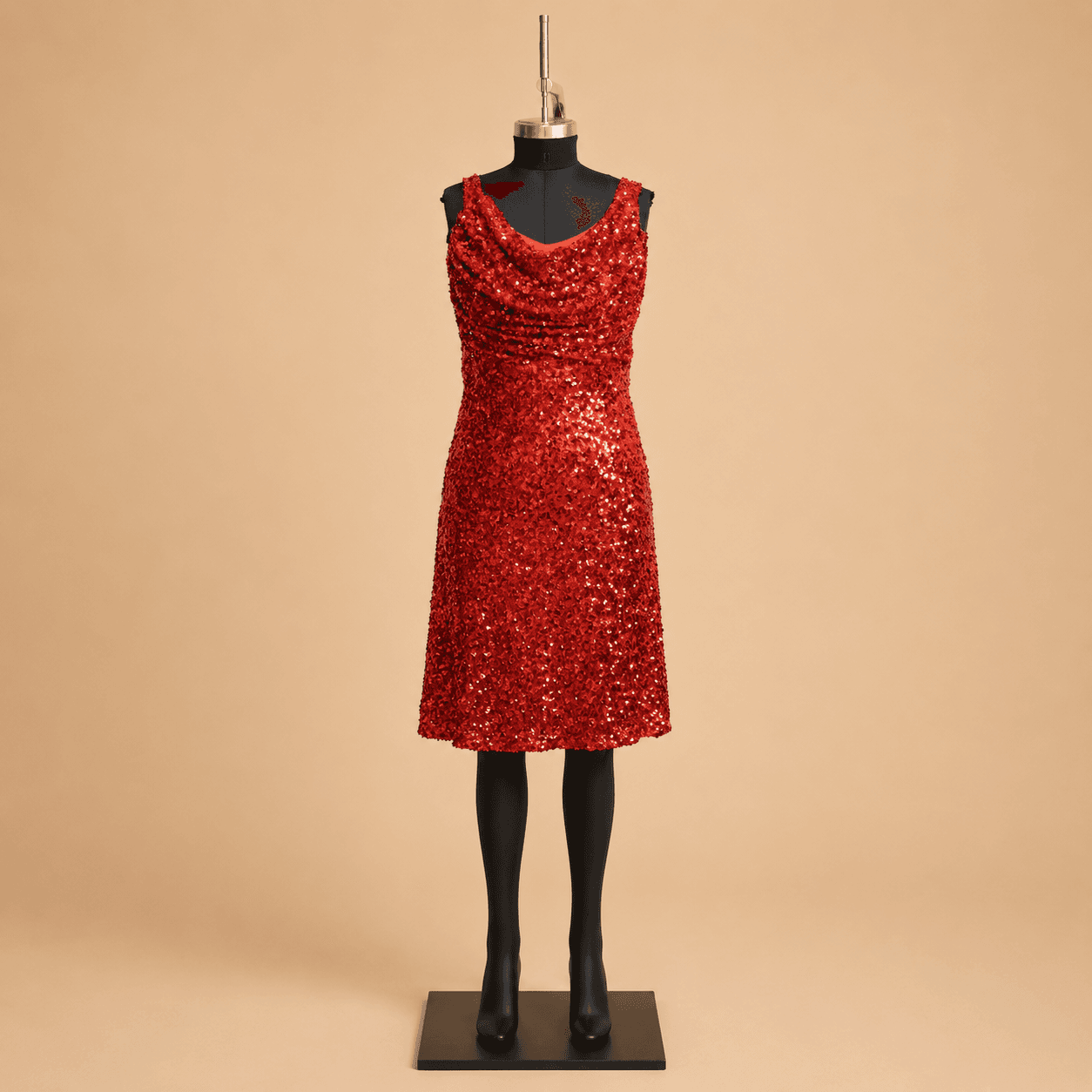 Red Sequin V-Neck Mini Dress