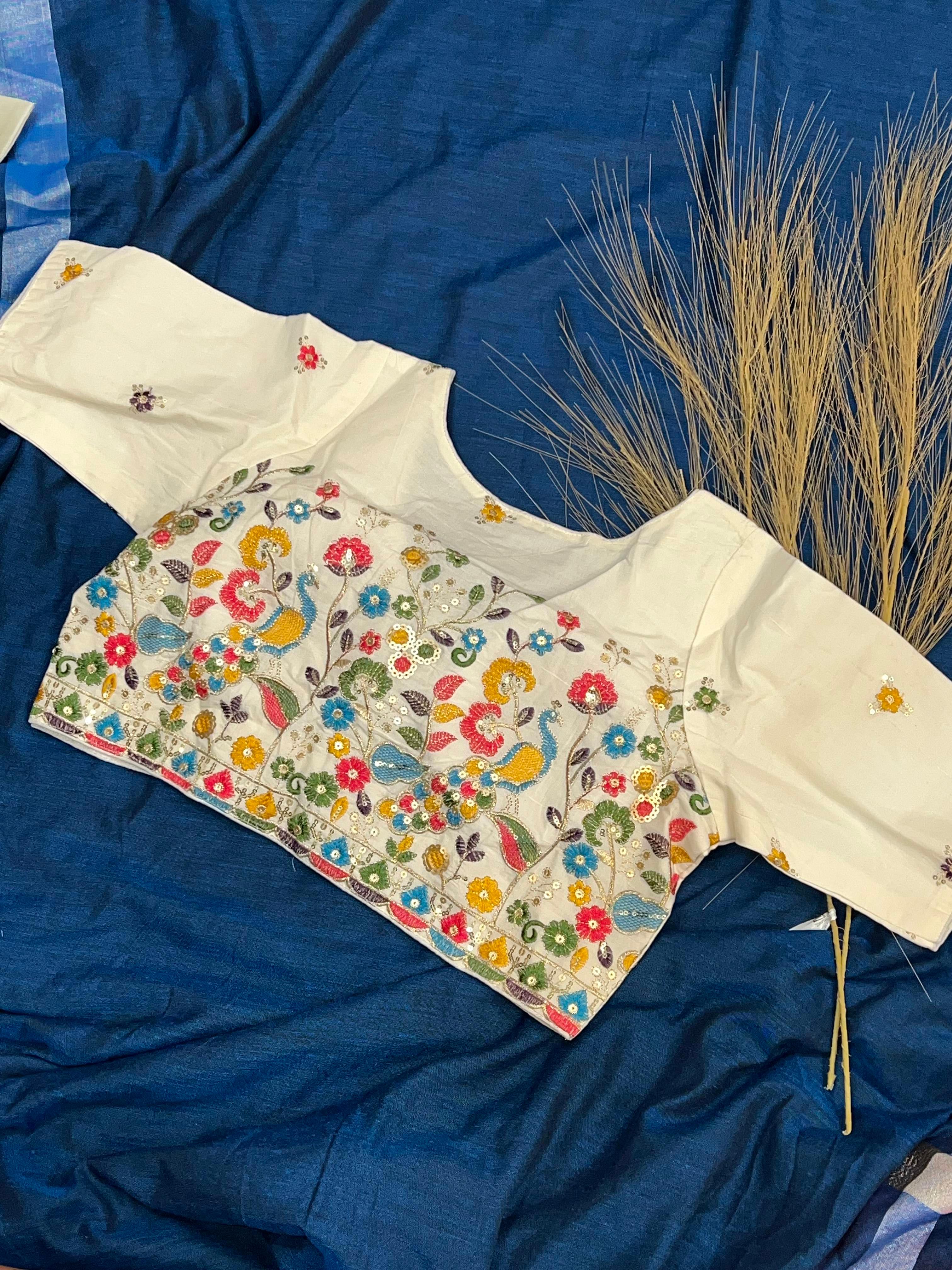 Cream Floral Designer Ethnic Blouse