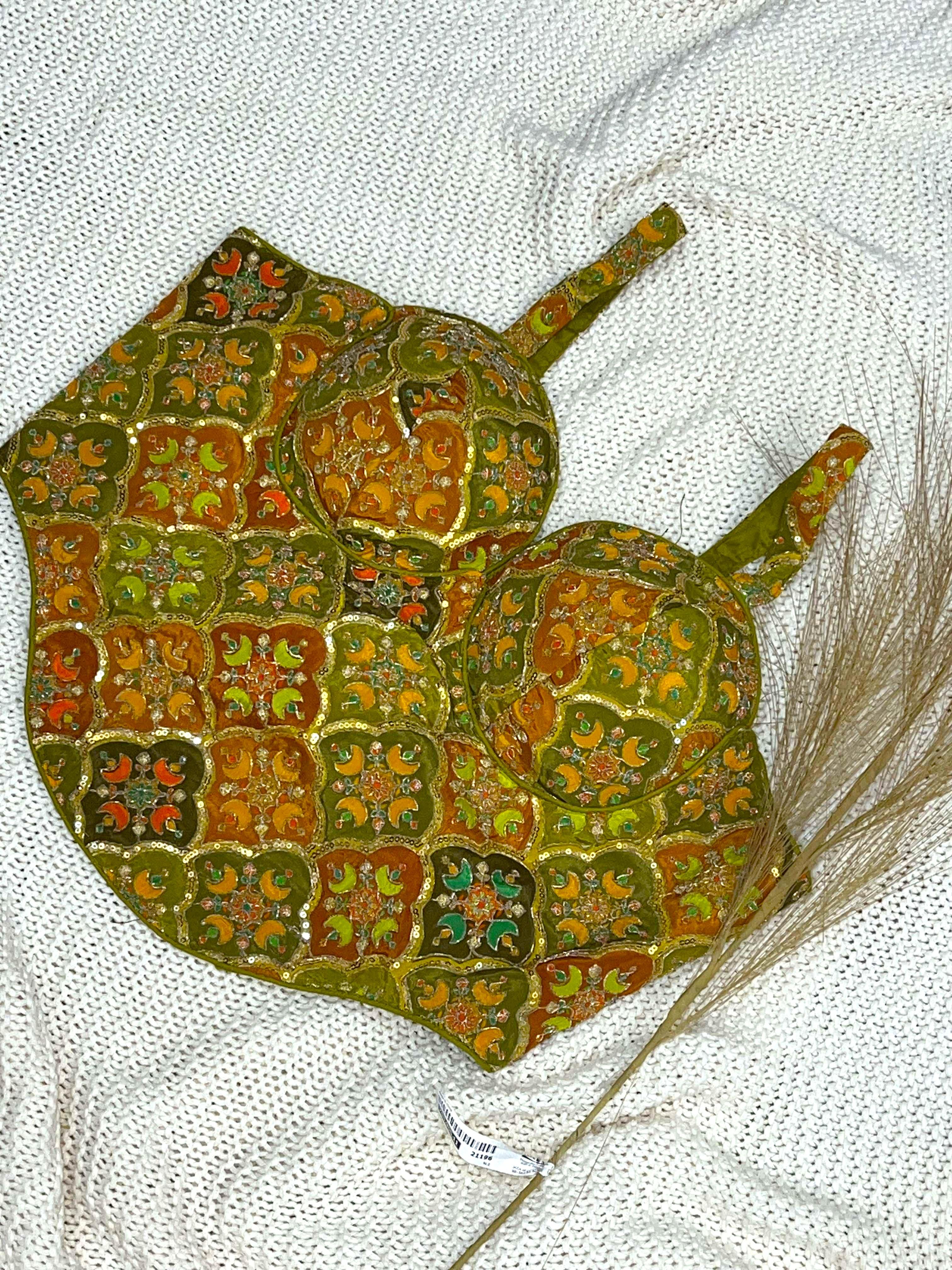Green Yellow Geometric Ethnic Blouse