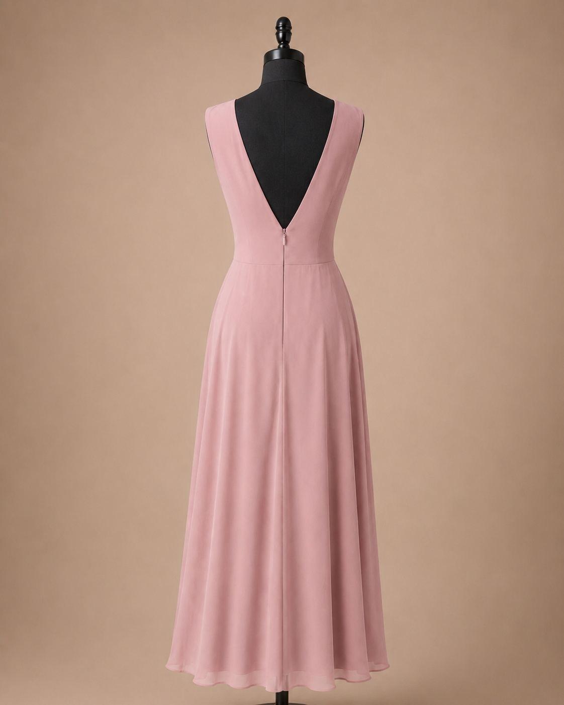 Dusty Rose Wrap Slit Gown