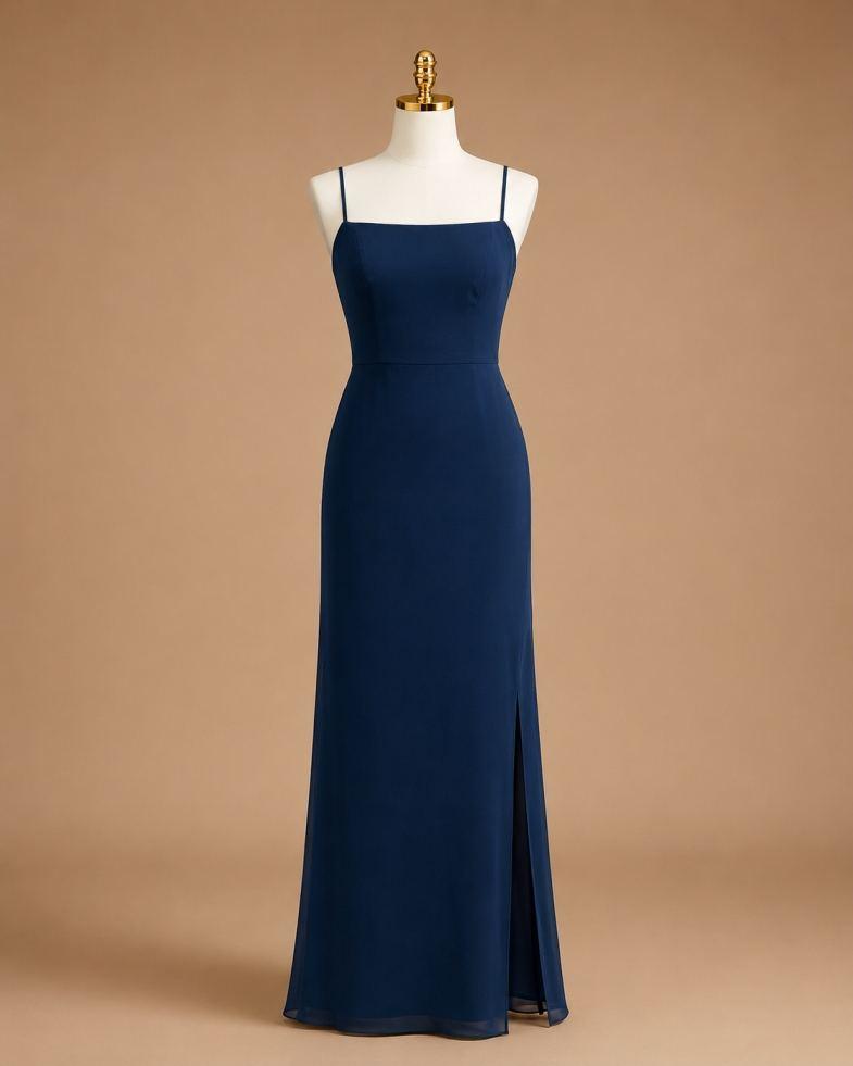 Navy Blue Strapless Gown