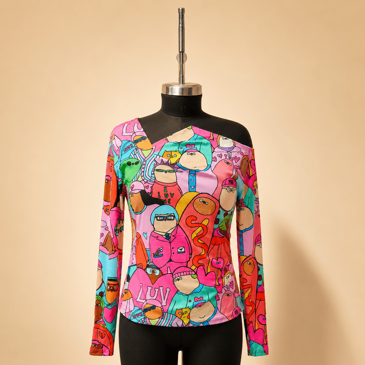 Multicolor Printed Fitted Top