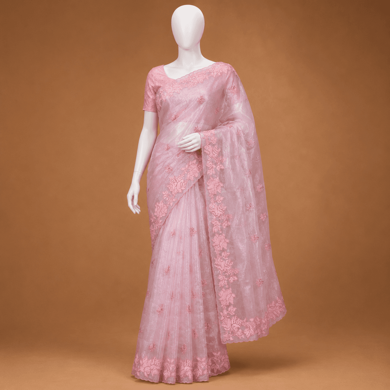 Pastel Pink Organza Daily Ease Saree