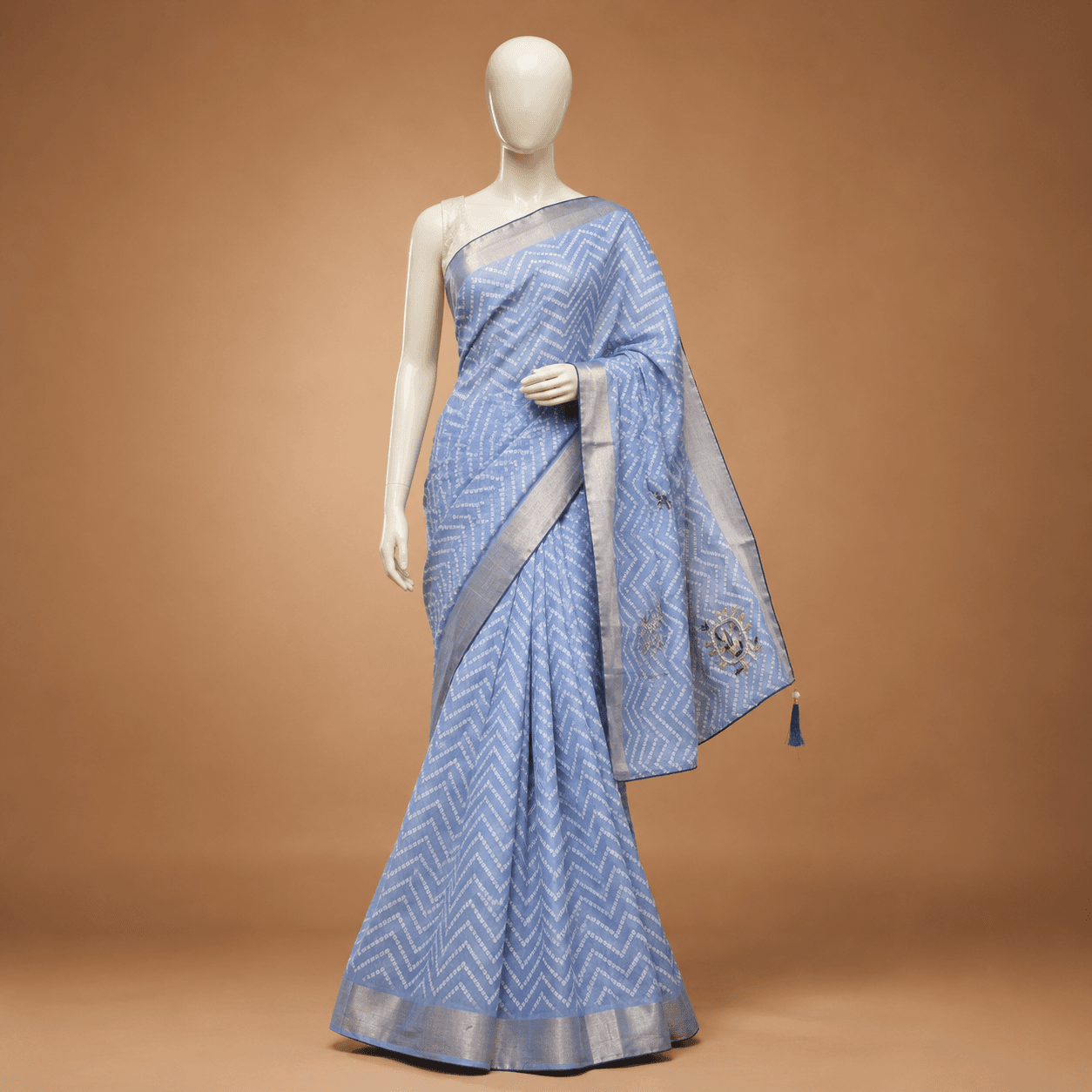 Powder Blue Printed Saree