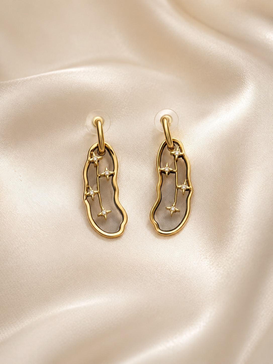 Gold Starry Resin Drop Earrings