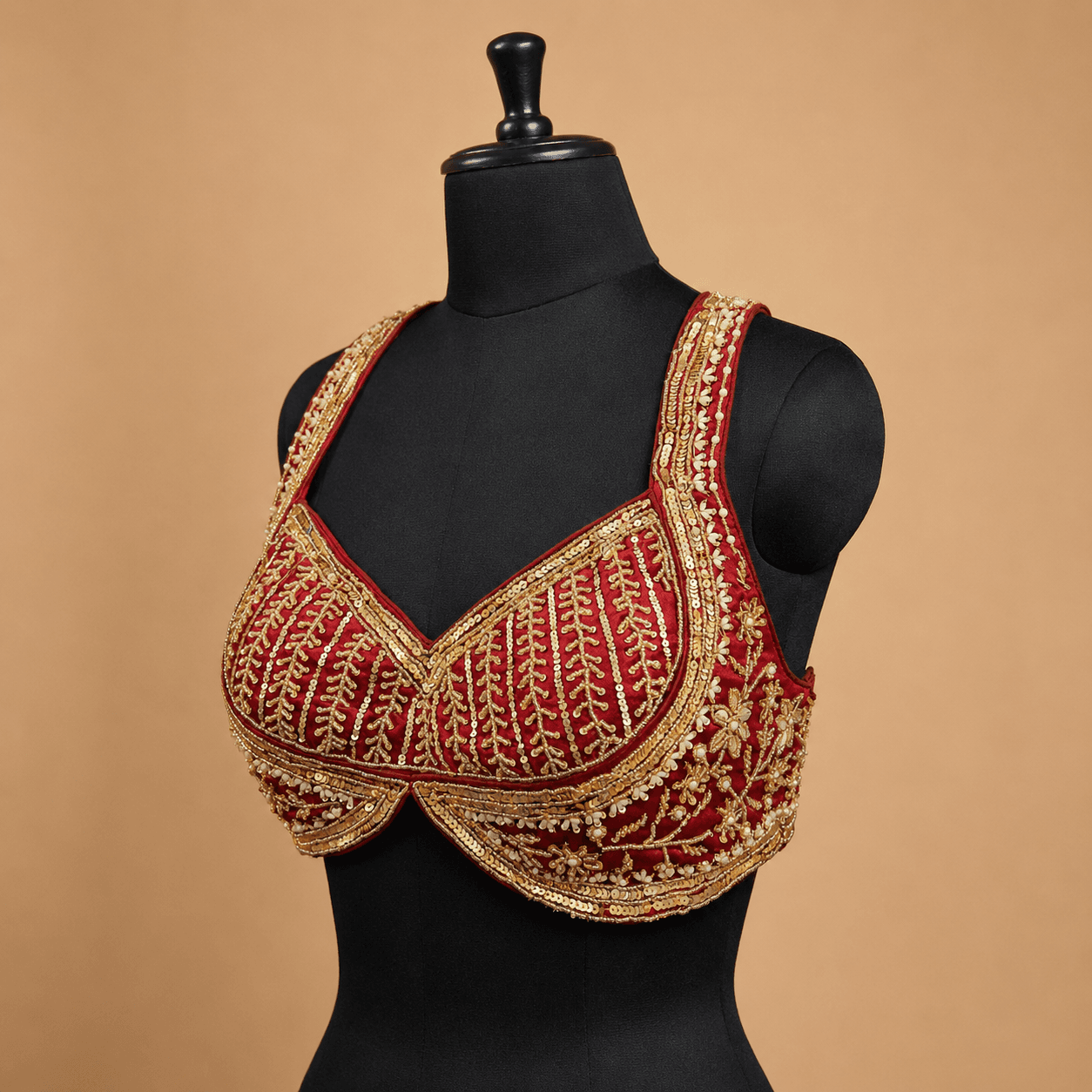 Red Gold Embroidered Designer Blouse