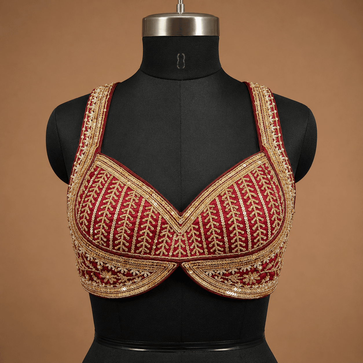 Red Gold Embroidered Designer Blouse