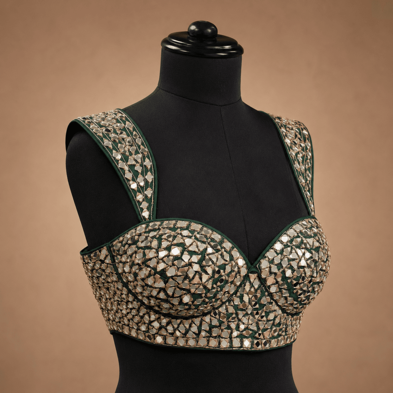 Emerald Green Gold Embroidered Designer Blouse
