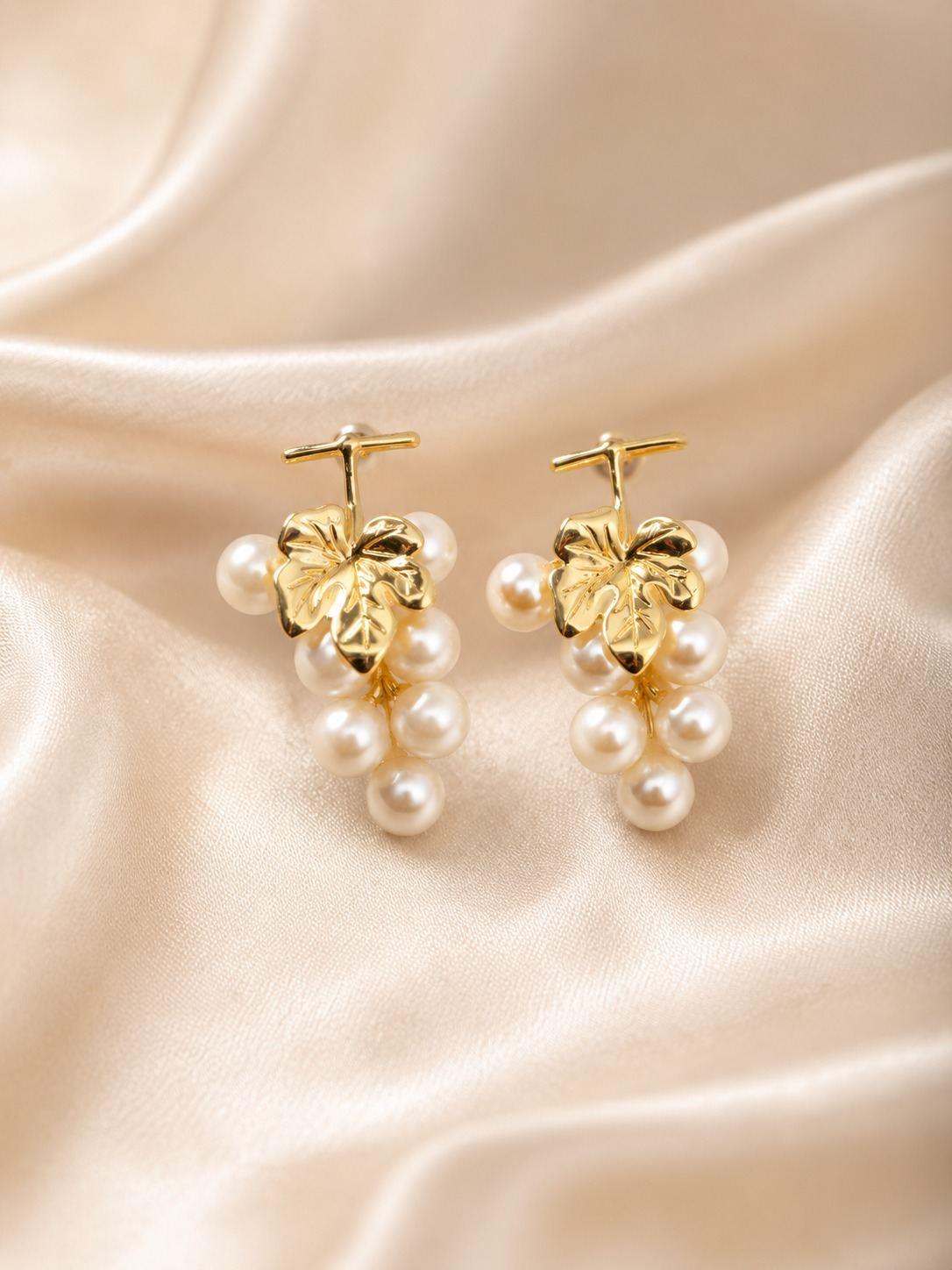 Pearl Cluster Floral Stud Earrings