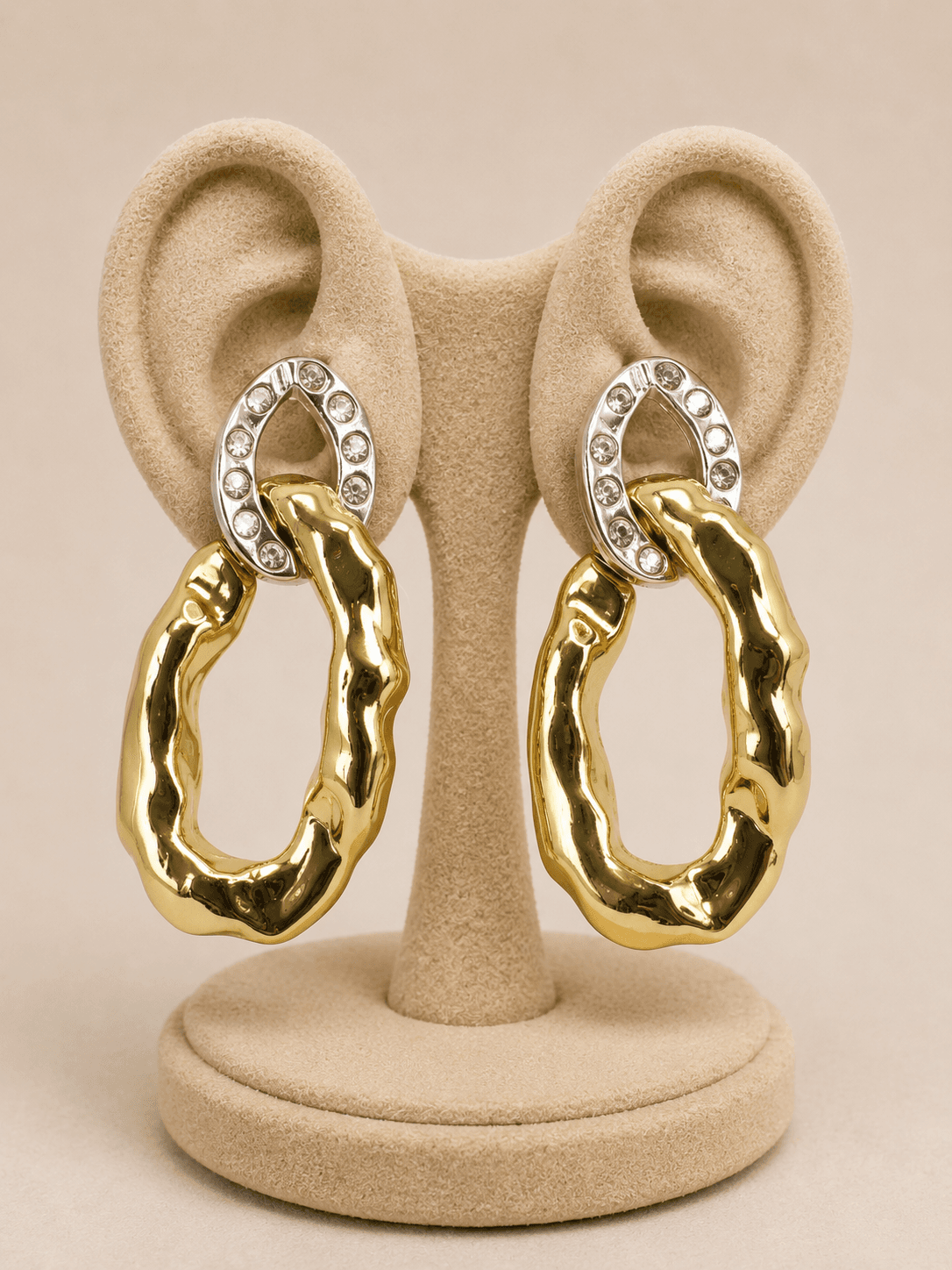 Crystal studded chain earring