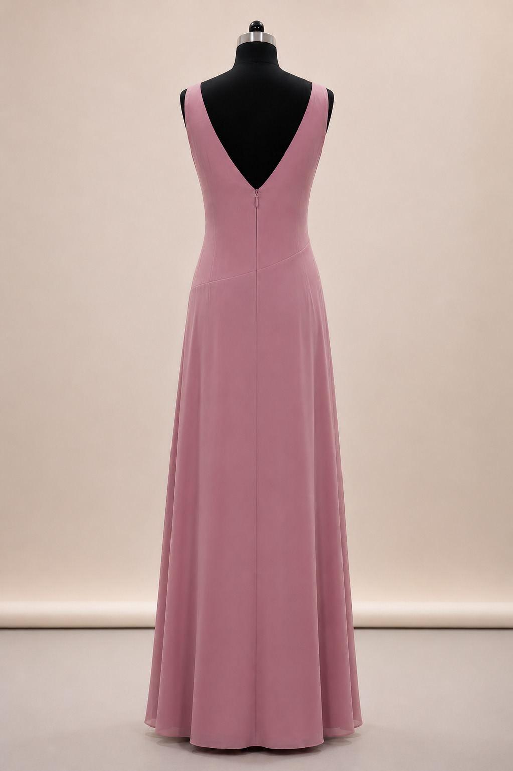 Dusty Rose Wrap Slit Gown