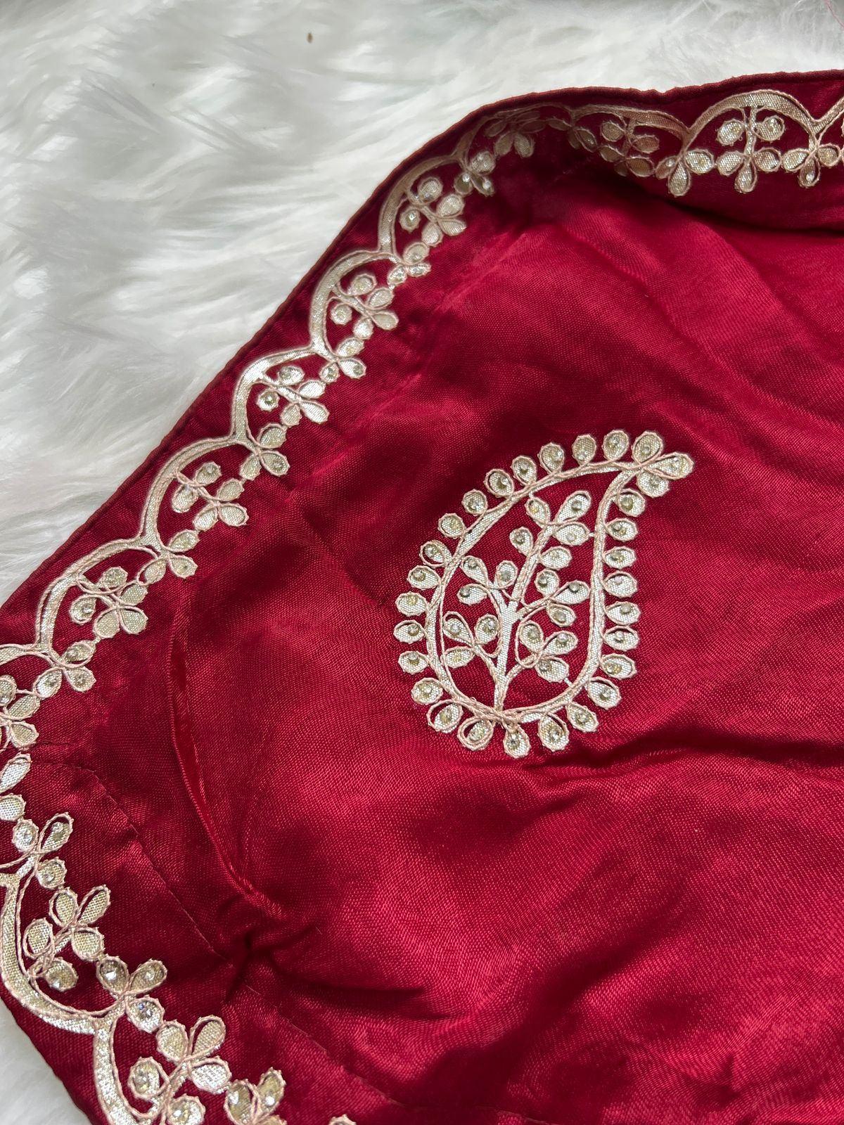 Maroon Paisley Border Saree
