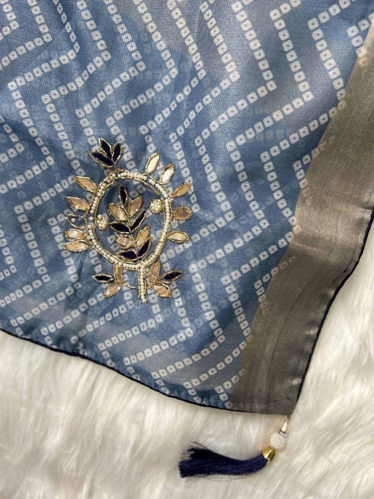 Powder Blue Printed Saree