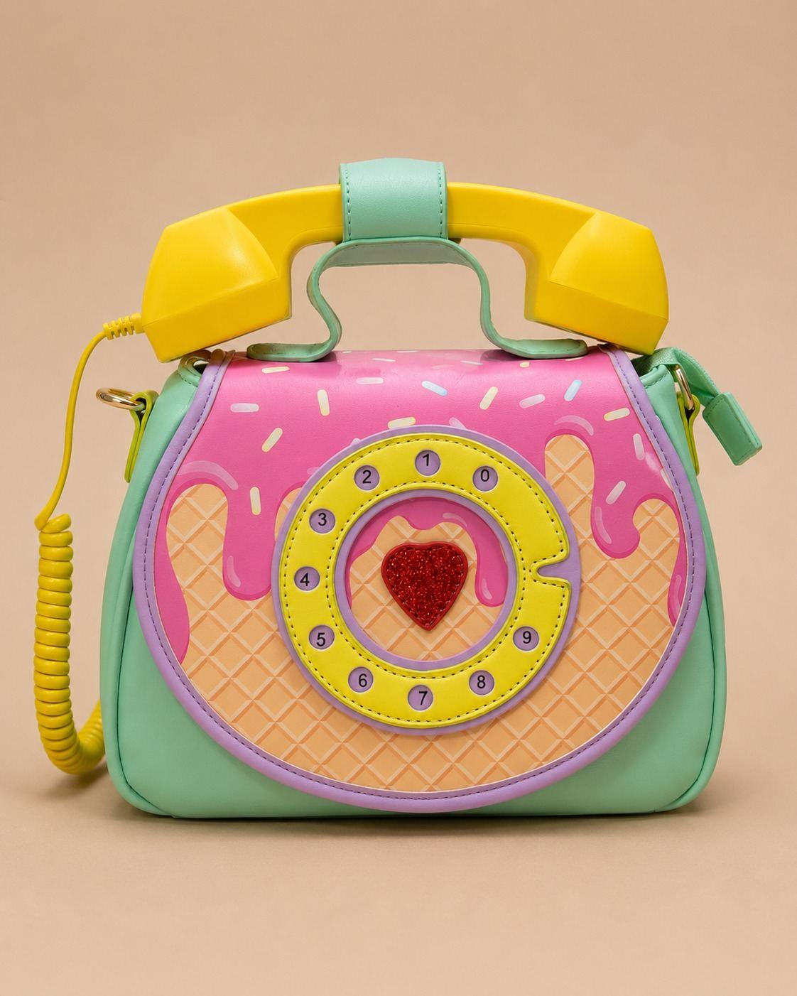 Ice-cream telephone handbag with detachable sling