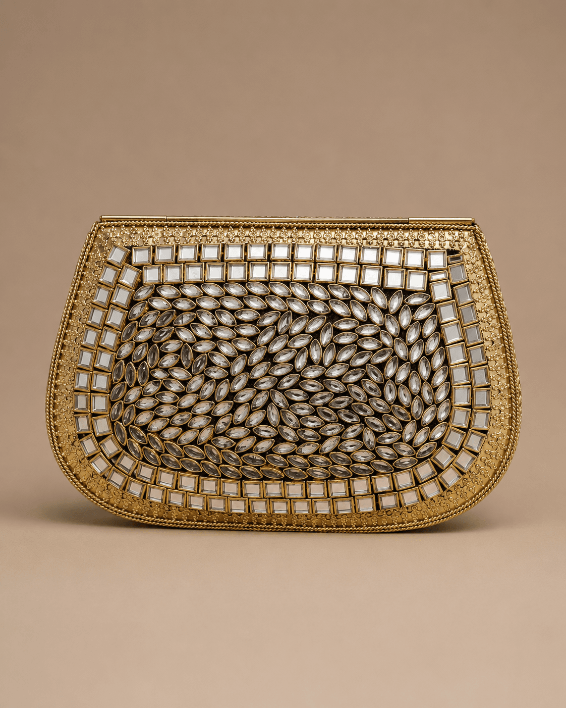Gold Pearl Embellished Clutch