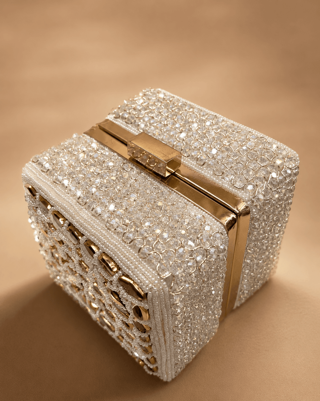 Silver Crystal Cube Clutch