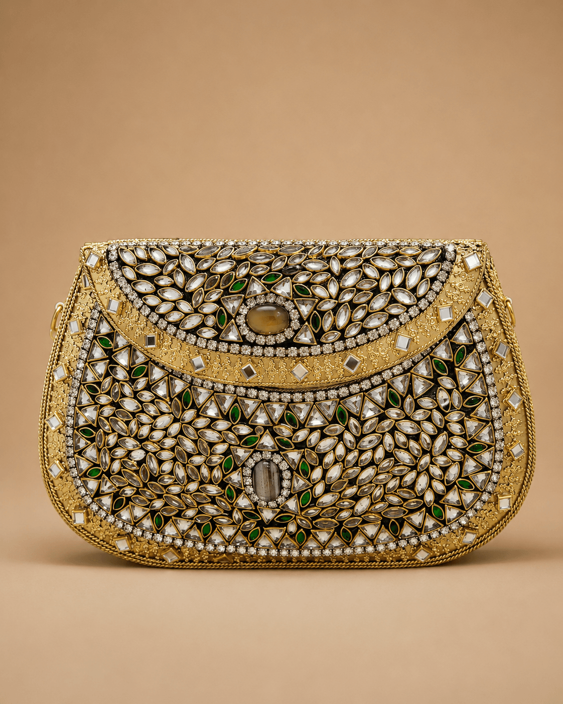 Gold Pearl Embellished Clutch